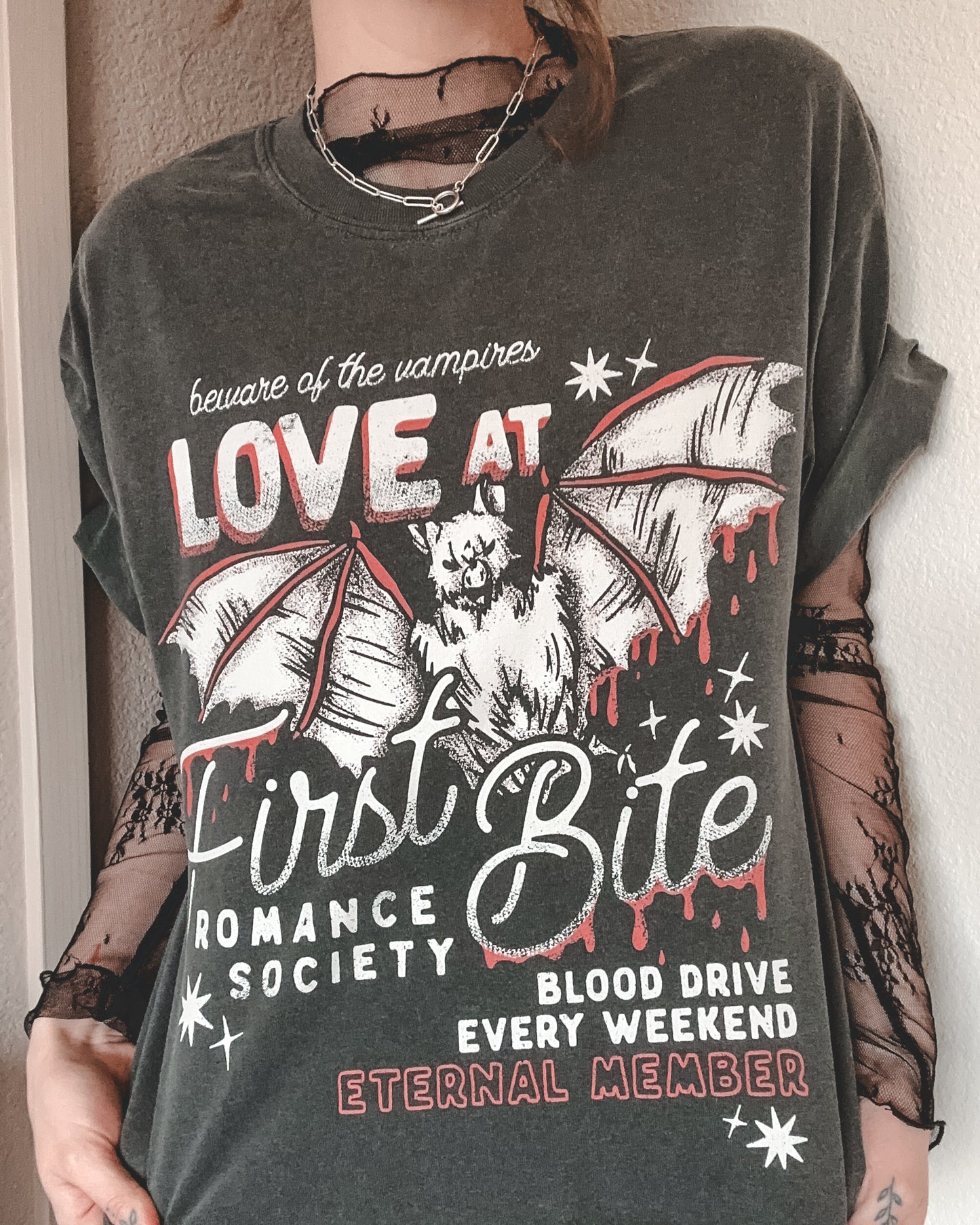 Love at First Bite Romance Society Tee - Pepper