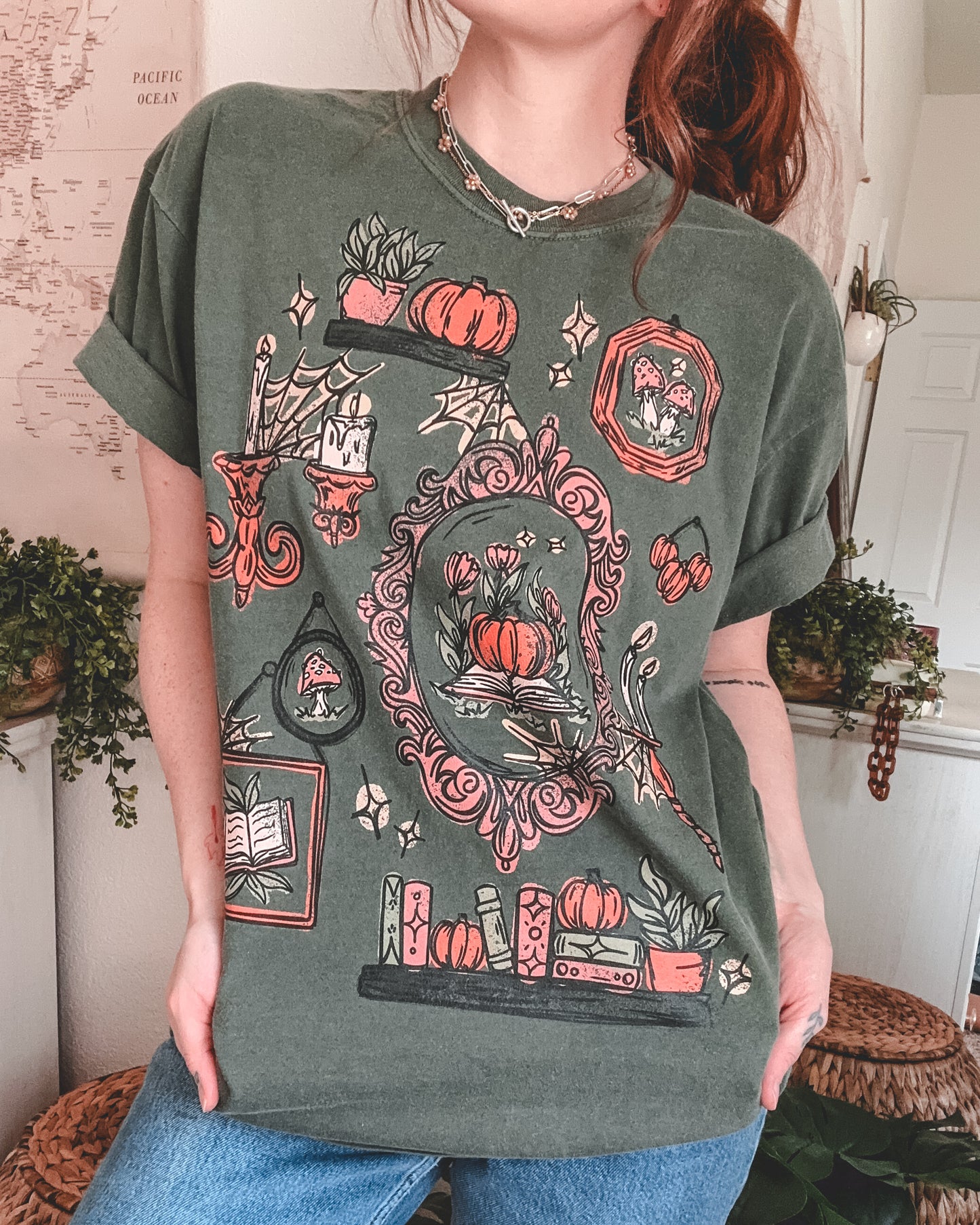 Fall Wall Decor Tee - Moss Green