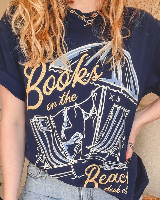 Books on the Beach Tee - Navy