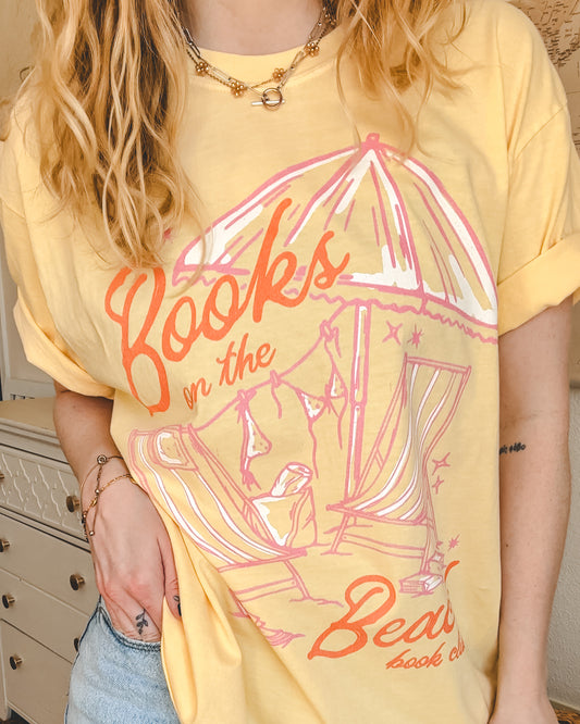 Books on the Beach Tee - Butter Yellow