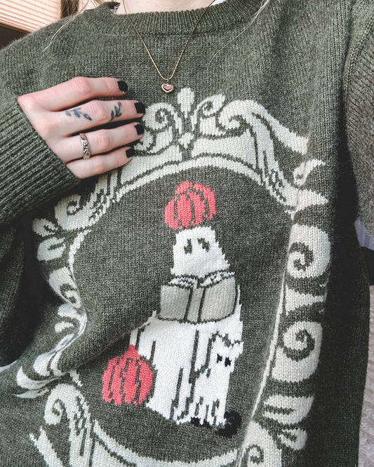 SIZE 2X! Reading Ghost Knit Sweater *MARKED DOWN*