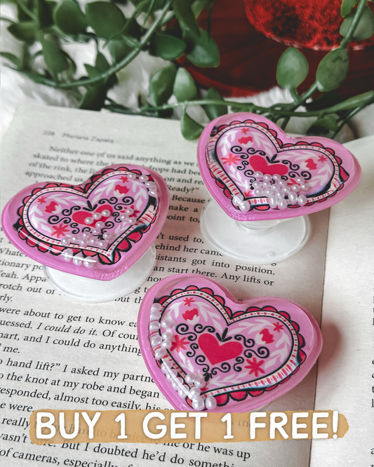 Floral Heart Pink Kindle/Phone Grip