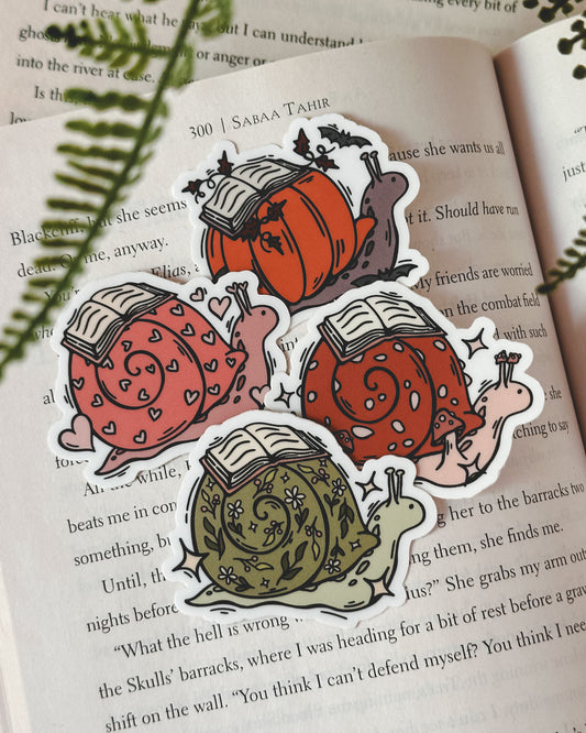 Bookish Snail Stickers *Individual*