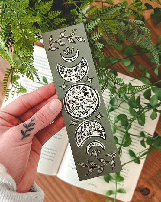 Moonphase Floral Bookmark