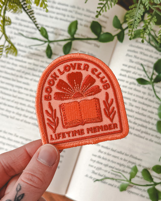 Book Lover Club Lifetime Member - Peach - Iron on Patch