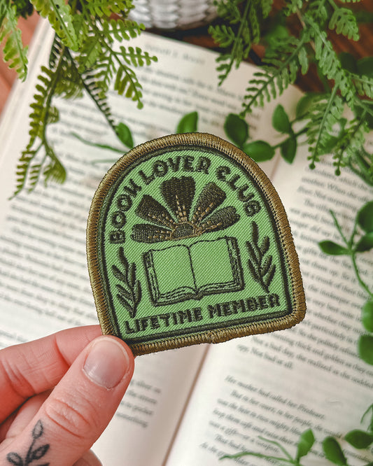 Book Lover Club Lifetime Member - Green - Iron on Patch