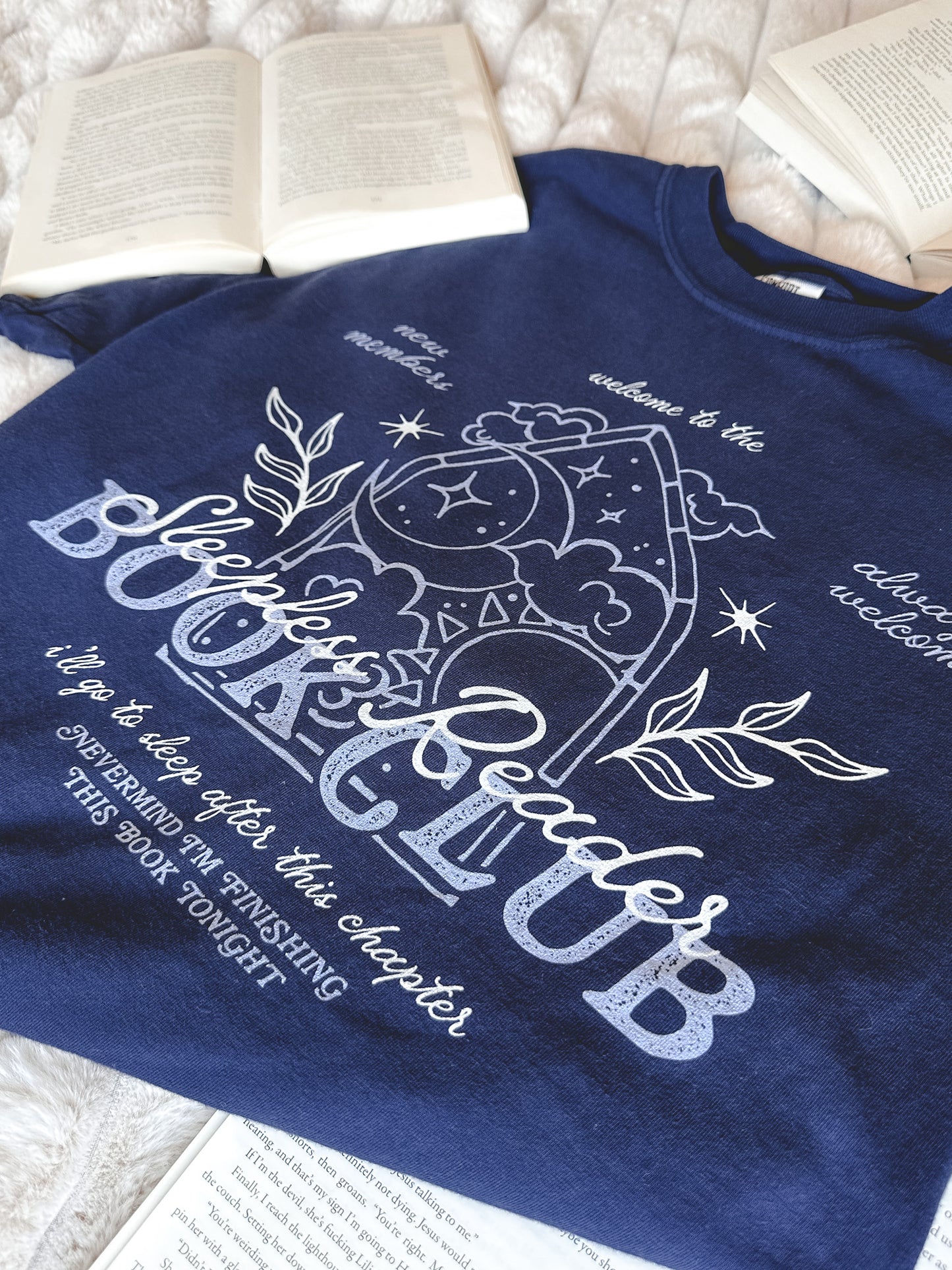Sleepless Reader Book Club Tee - Navy