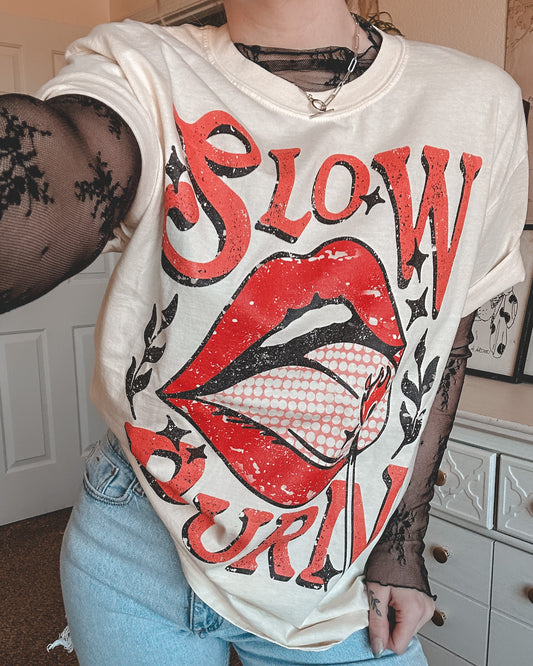 Slow Burn Lips Tee - Cream