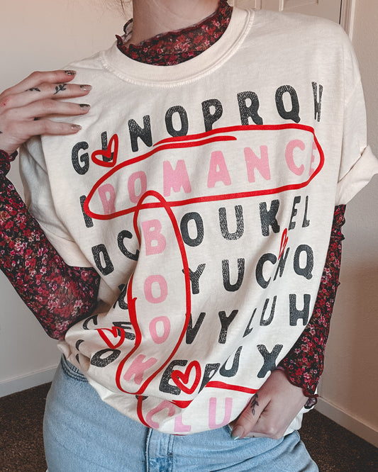 Word Search Romance Book Club Tee - Cream