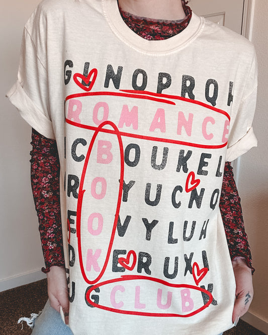 Word Search Romance Book Club Tee - Cream