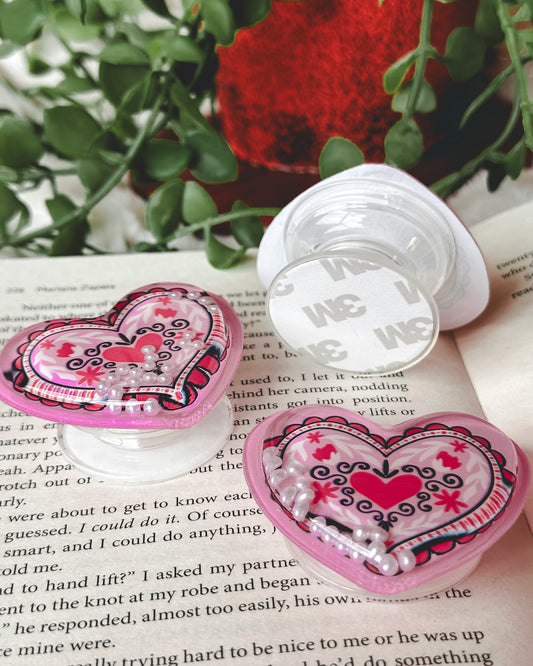 Floral Heart Pink Kindle/Phone Grip