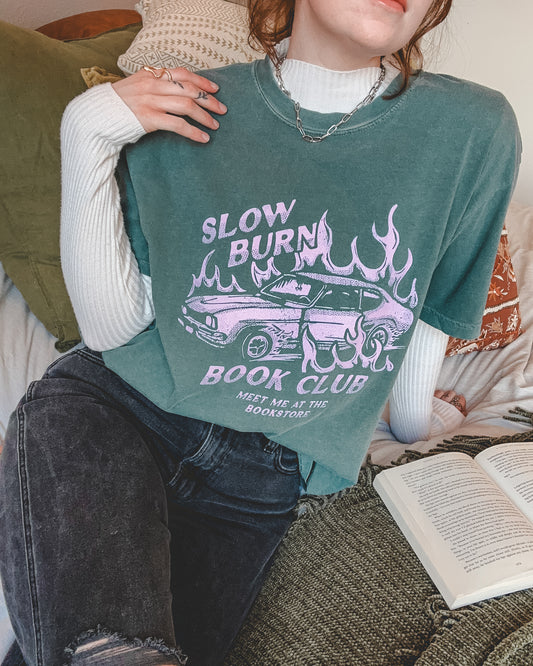Slow Burn Book Club Tee - Blue/Green