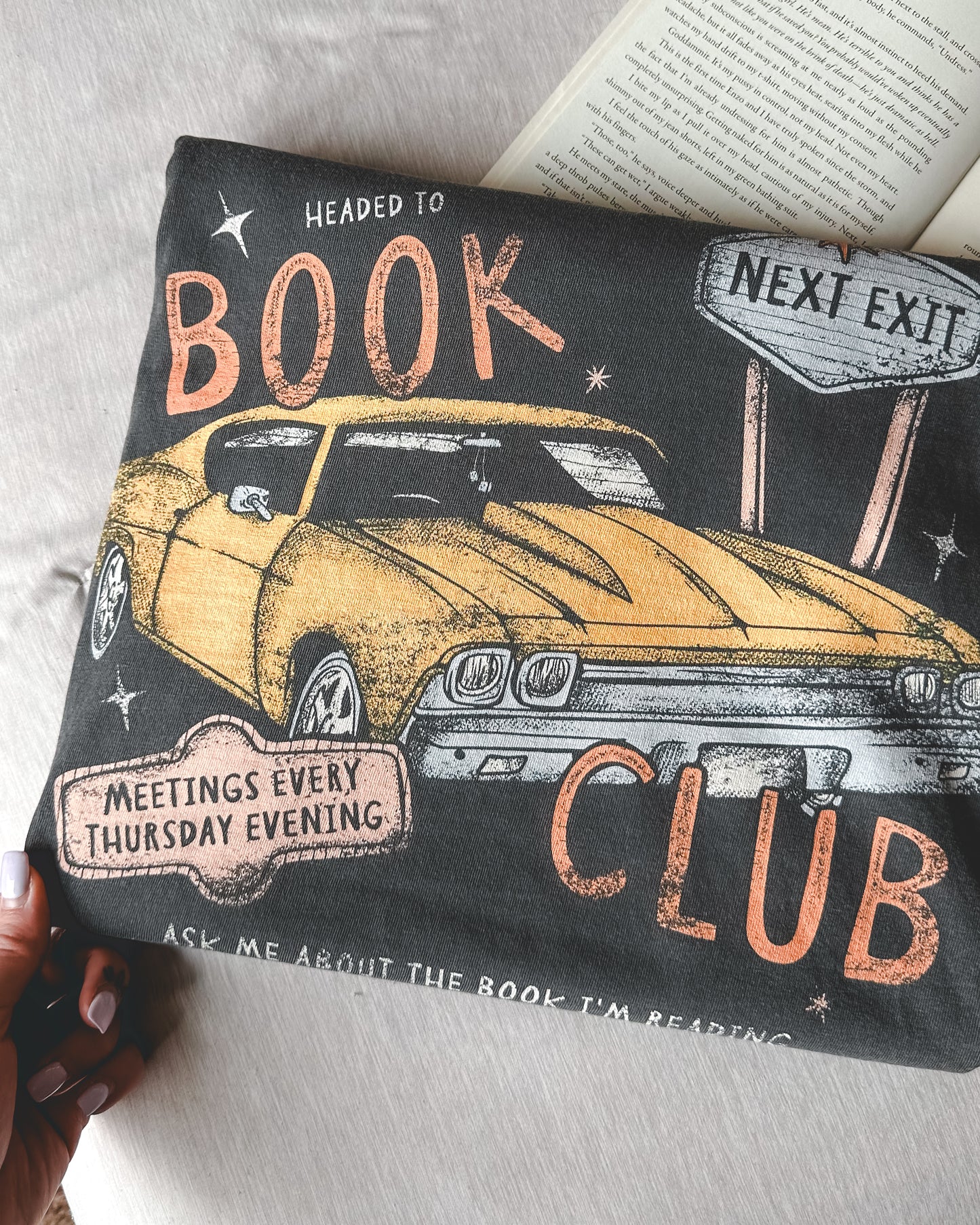 Headed to Book Club Tee - Pepper
