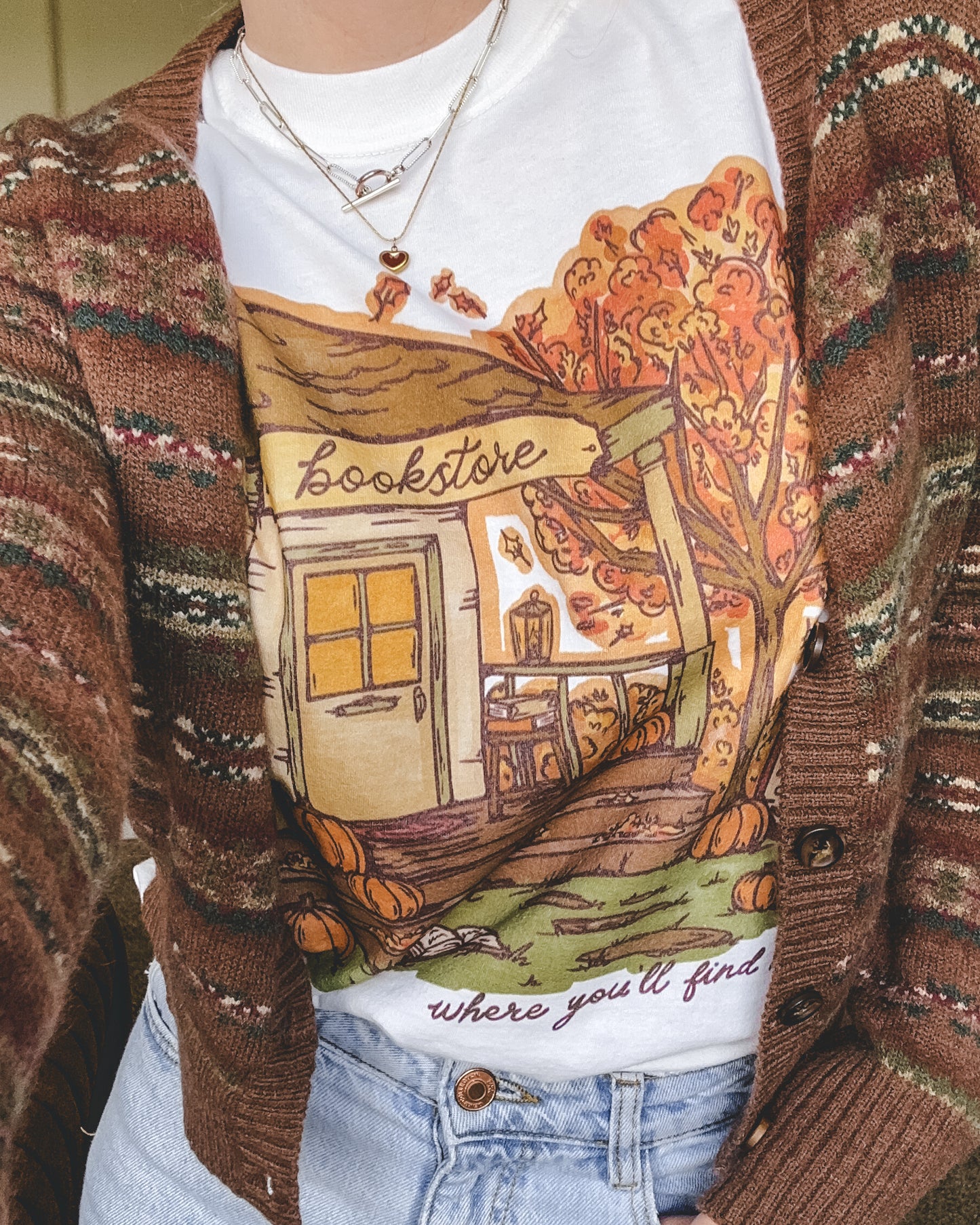 Fall Bookstore Tee - White