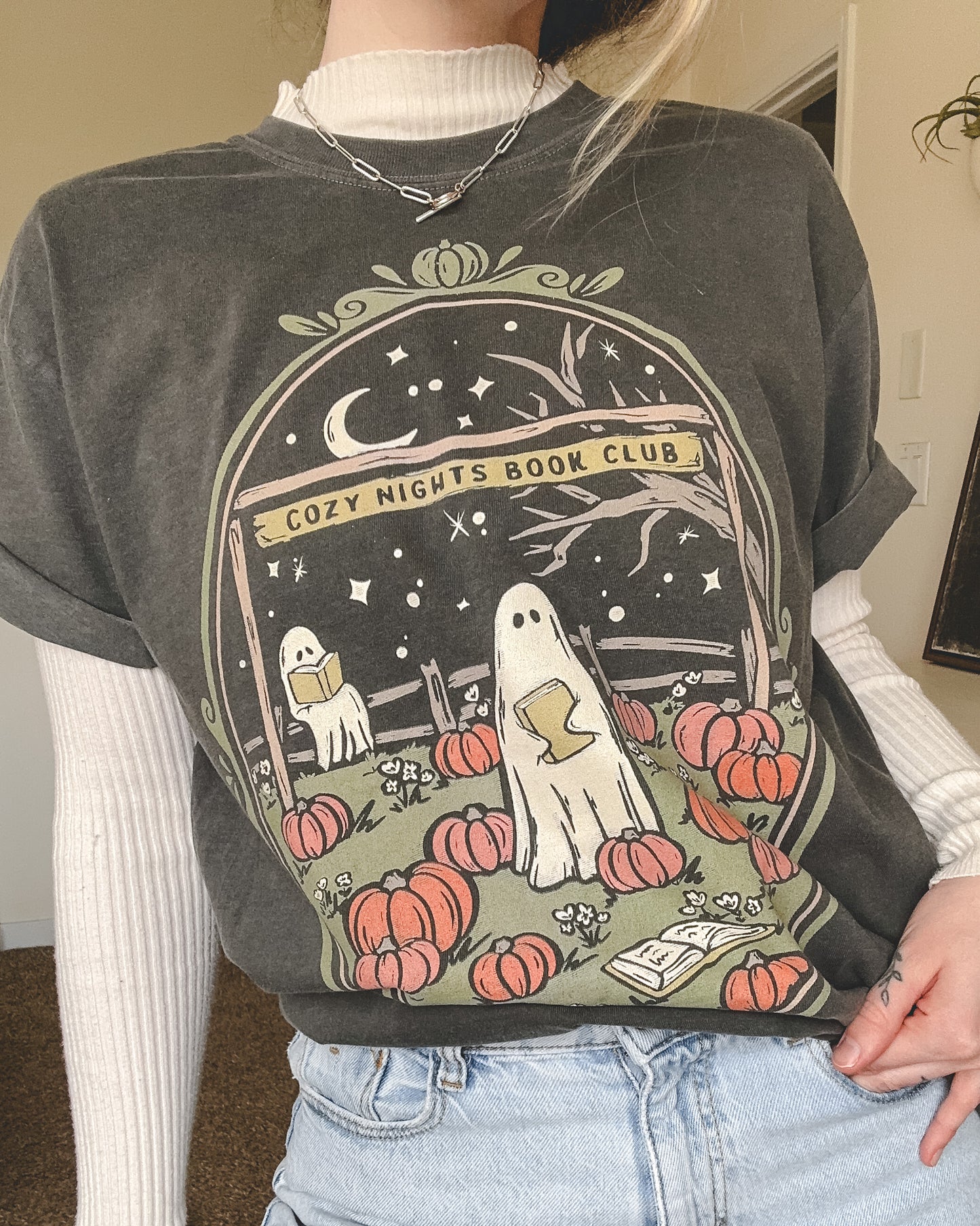 Cozy Nights Book Club Tee - Pepper