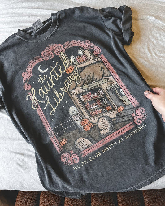 The Haunted Library Tee - Pepper