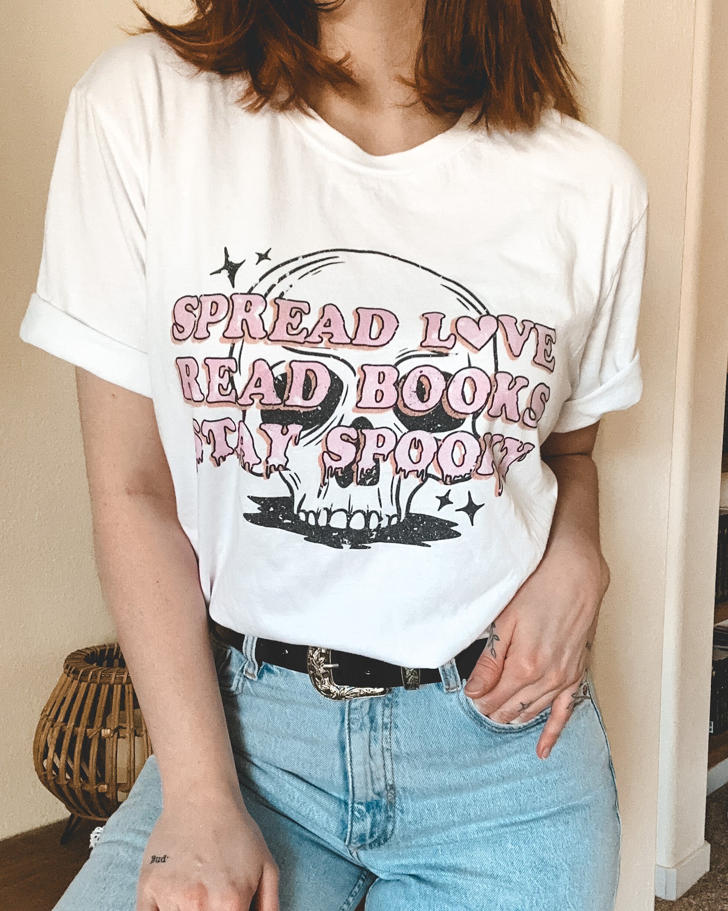 Stay Spooky Skull Tee - White (BELLA + CANVAS BRAND)
