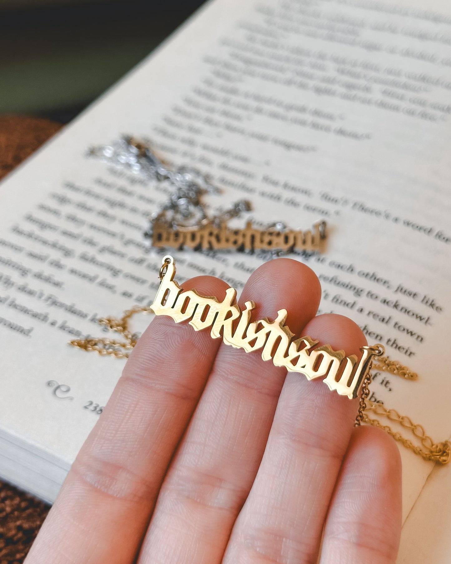 Bookish Soul Old English Necklace - Silver or Gold