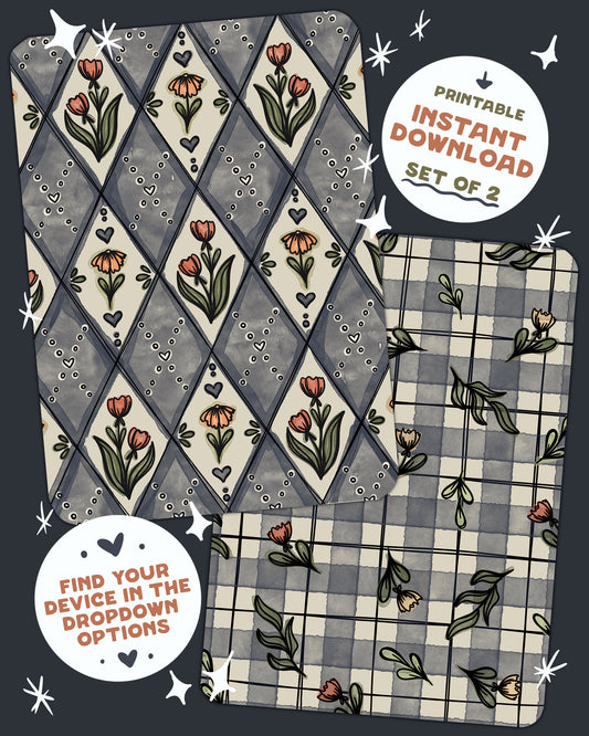 Vintage Florals Kindle Insert Set of 2 *DOWNLOAD/PRINT&CUT*