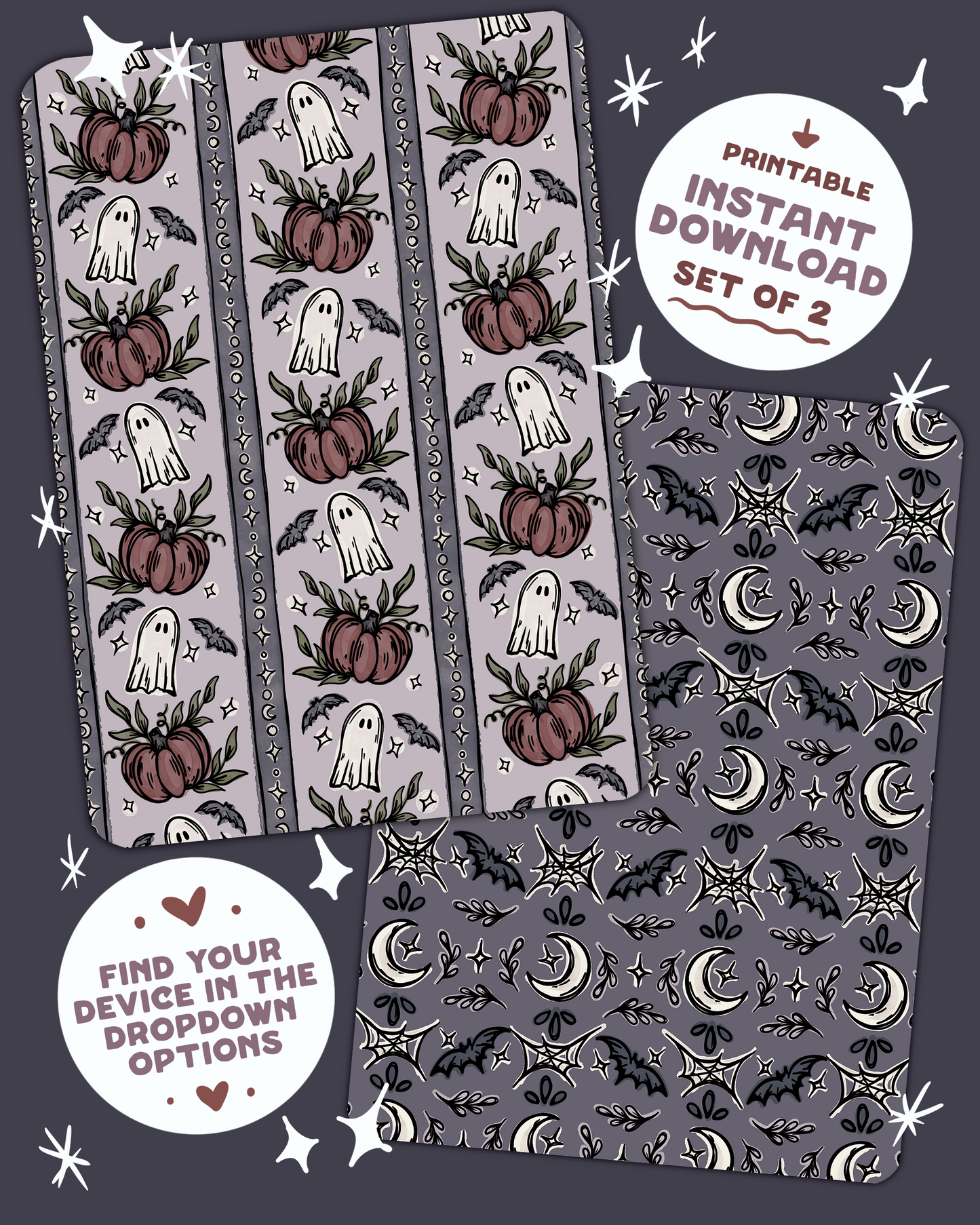Ghosts and Bats Kindle Insert Set of 2 *DOWNLOAD/PRINT&CUT*