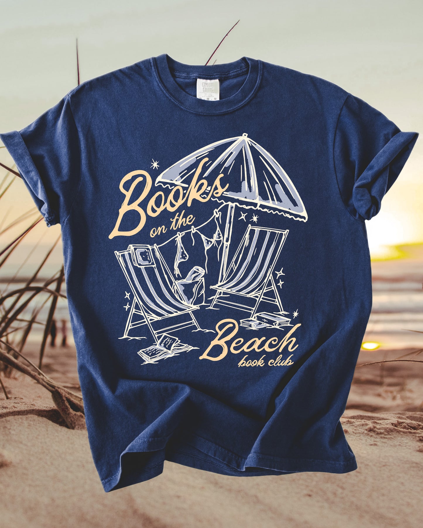 Books on the Beach Tee - Navy