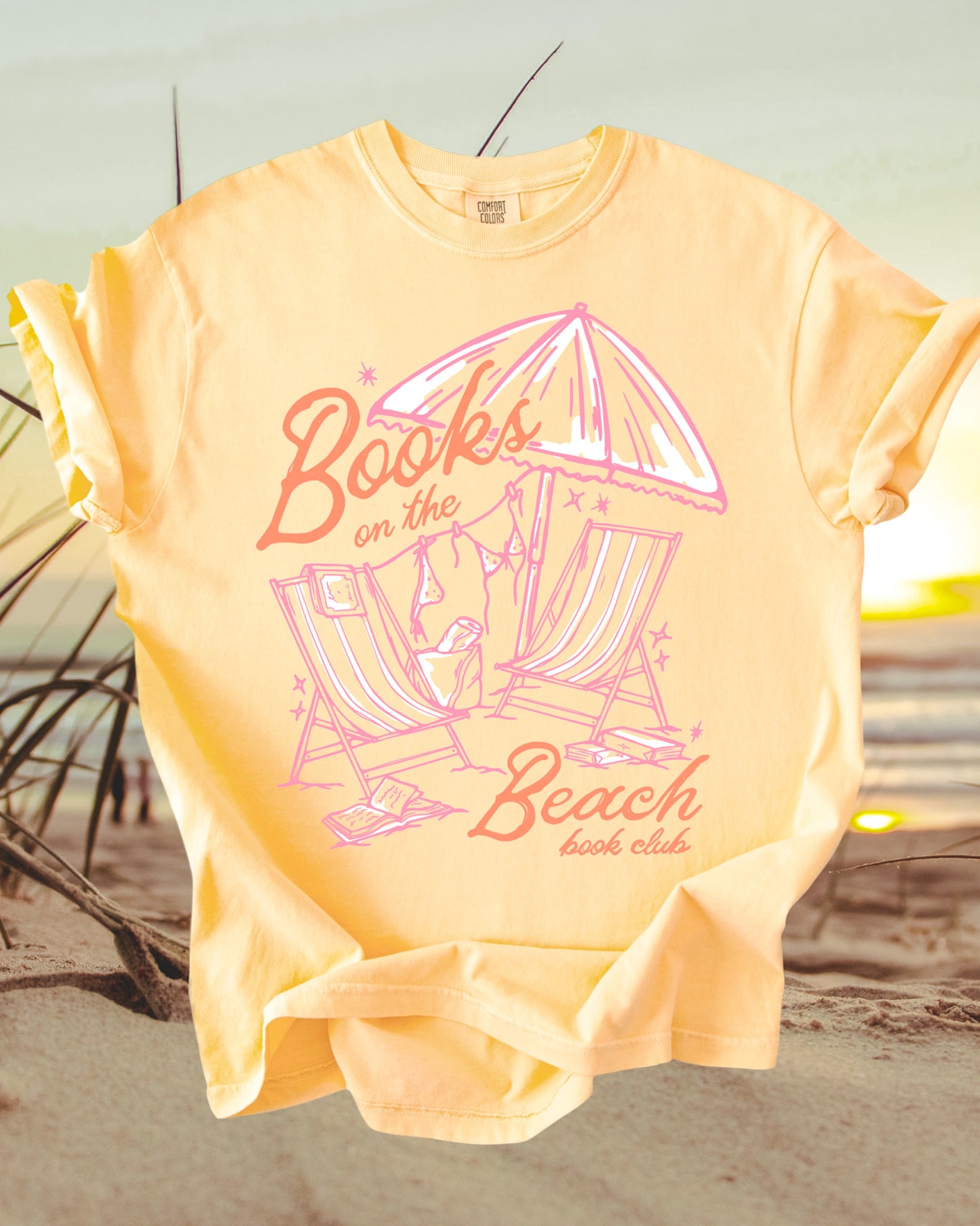 Books on the Beach Tee - Butter Yellow
