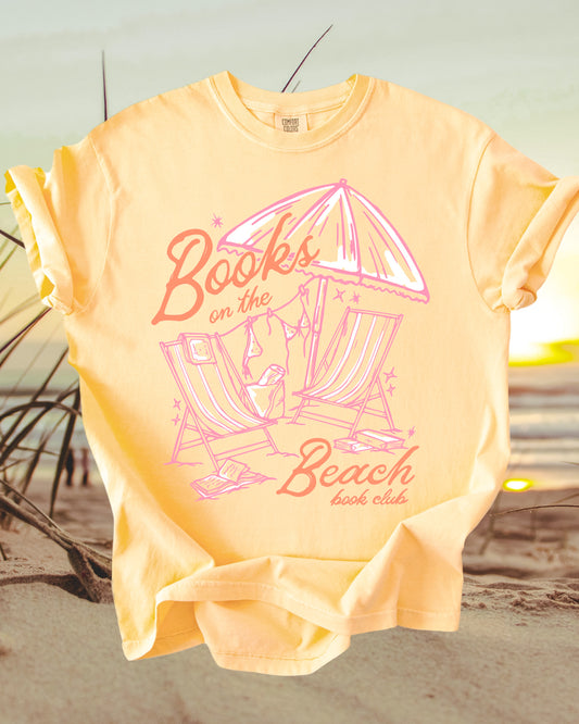 Books on the Beach Tee - Butter Yellow