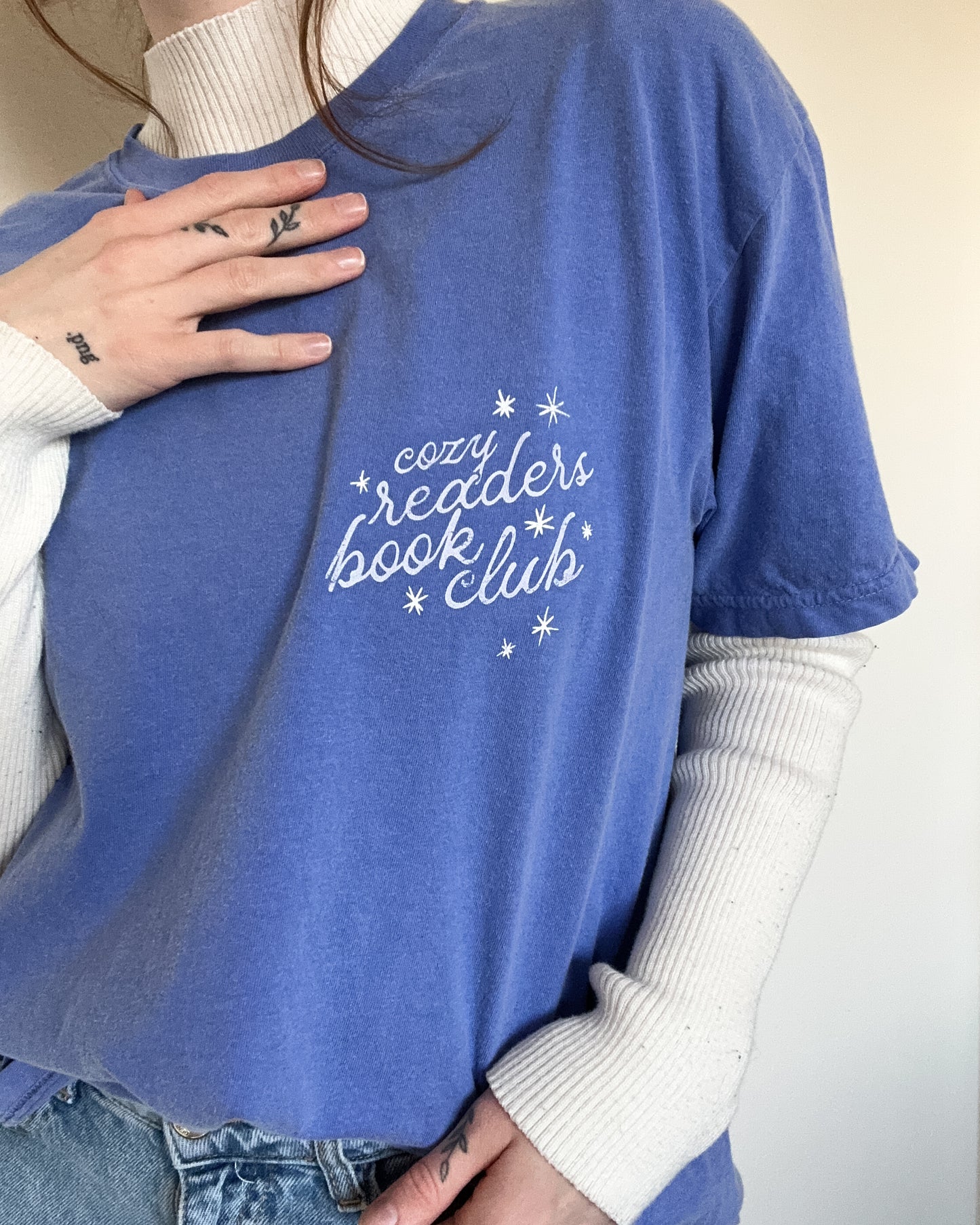 Cozy Readers Book Club Winter Bookstore Tee - Blue