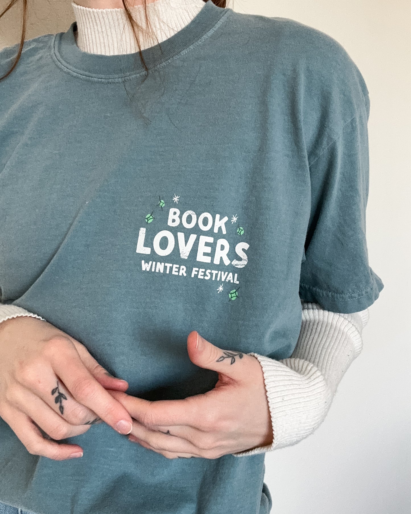 Book Lovers Winter Festival Tee - Blue