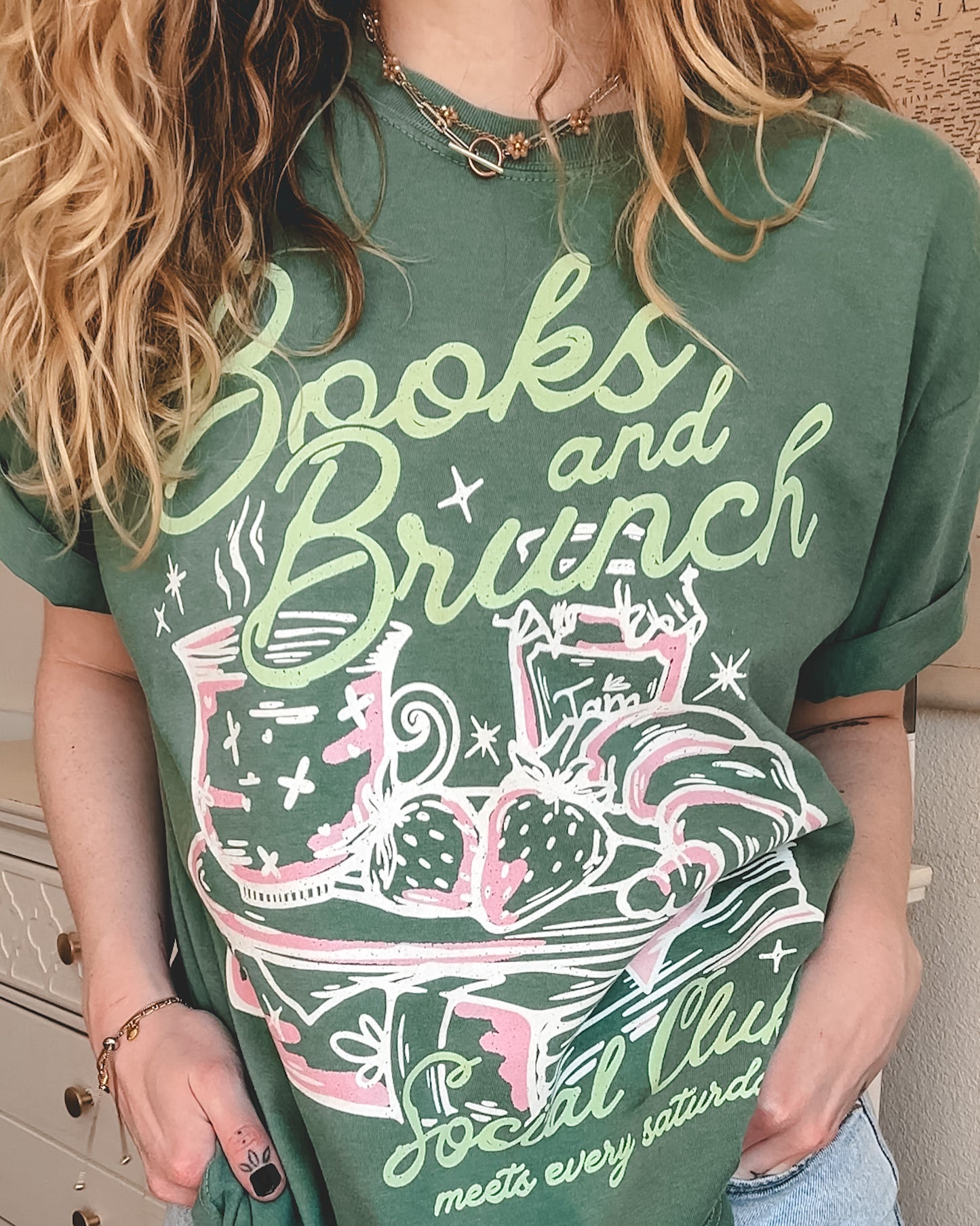 Books and Brunch Social Club Tee - Green