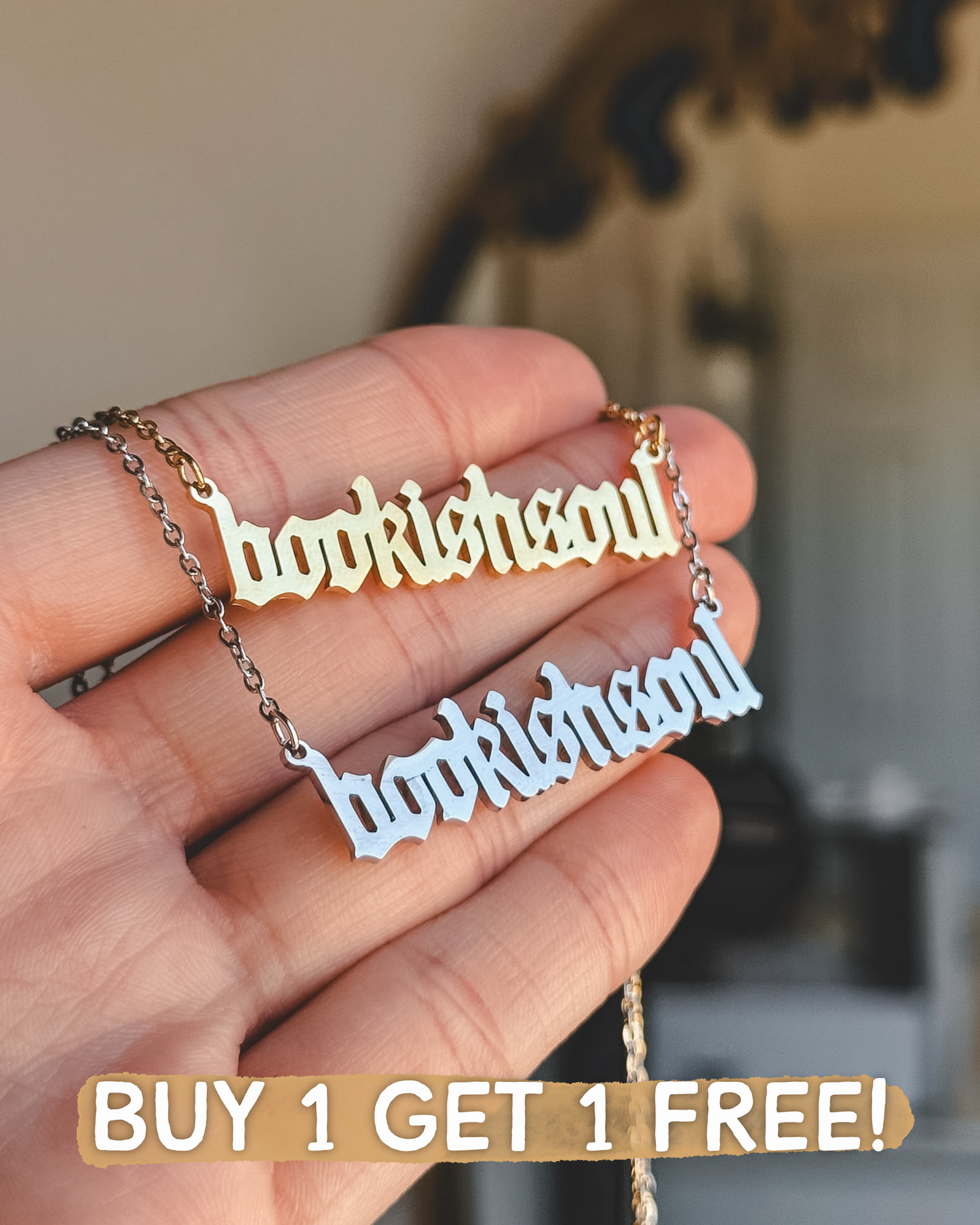 Bookish Soul Old English Necklace - Silver or Gold