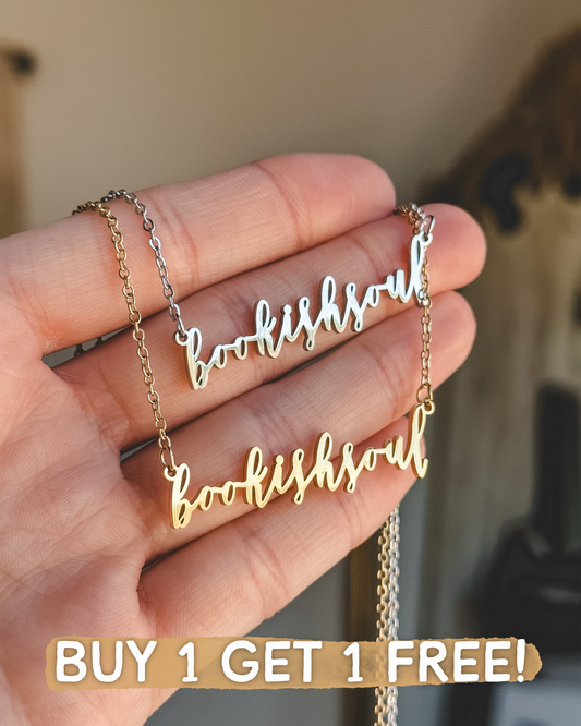 Bookish Soul Script Necklace - Silver or Gold