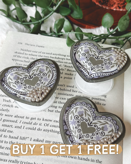 Floral Heart Green Kindle/Phone Grip