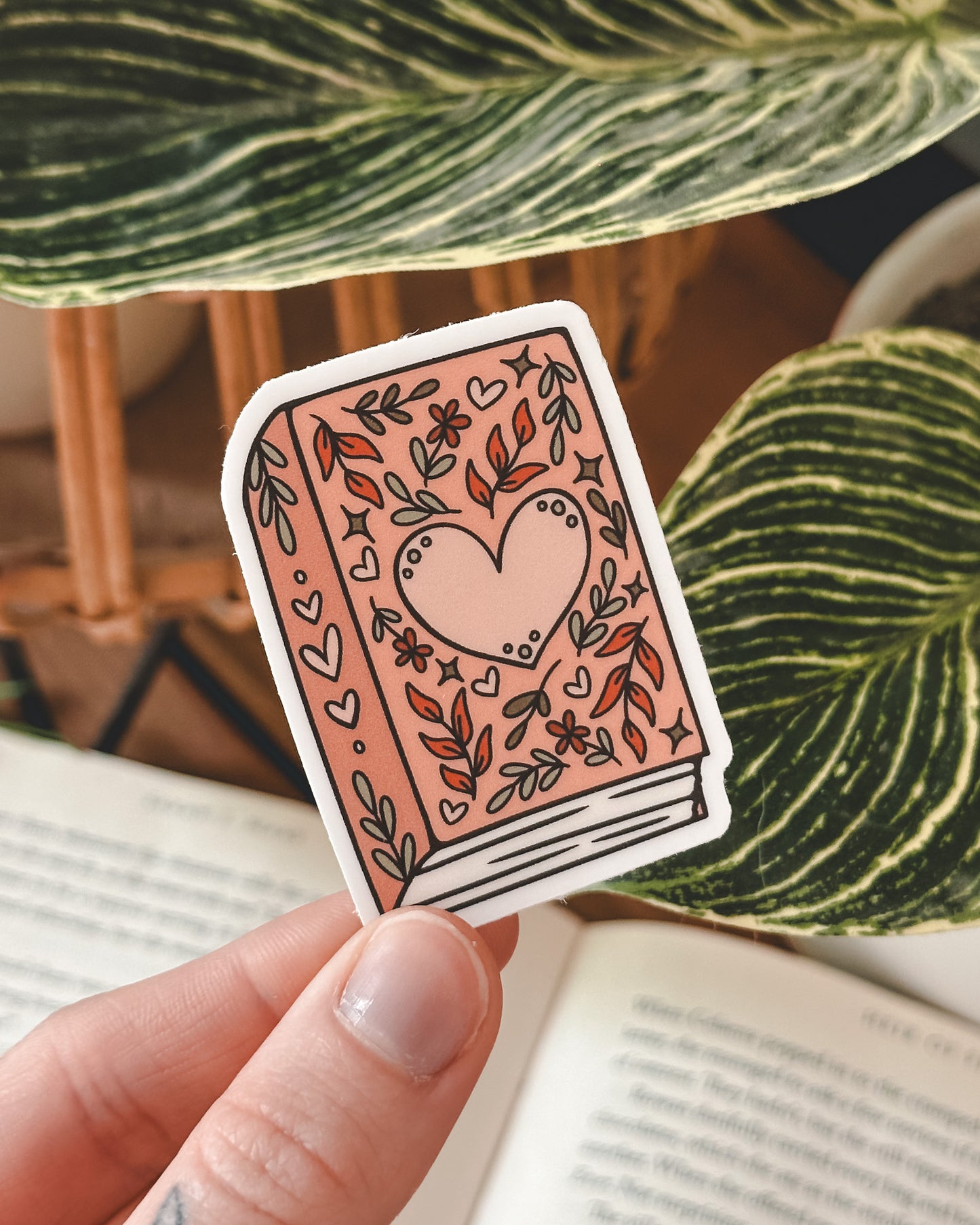 Peach Floral Book Sticker