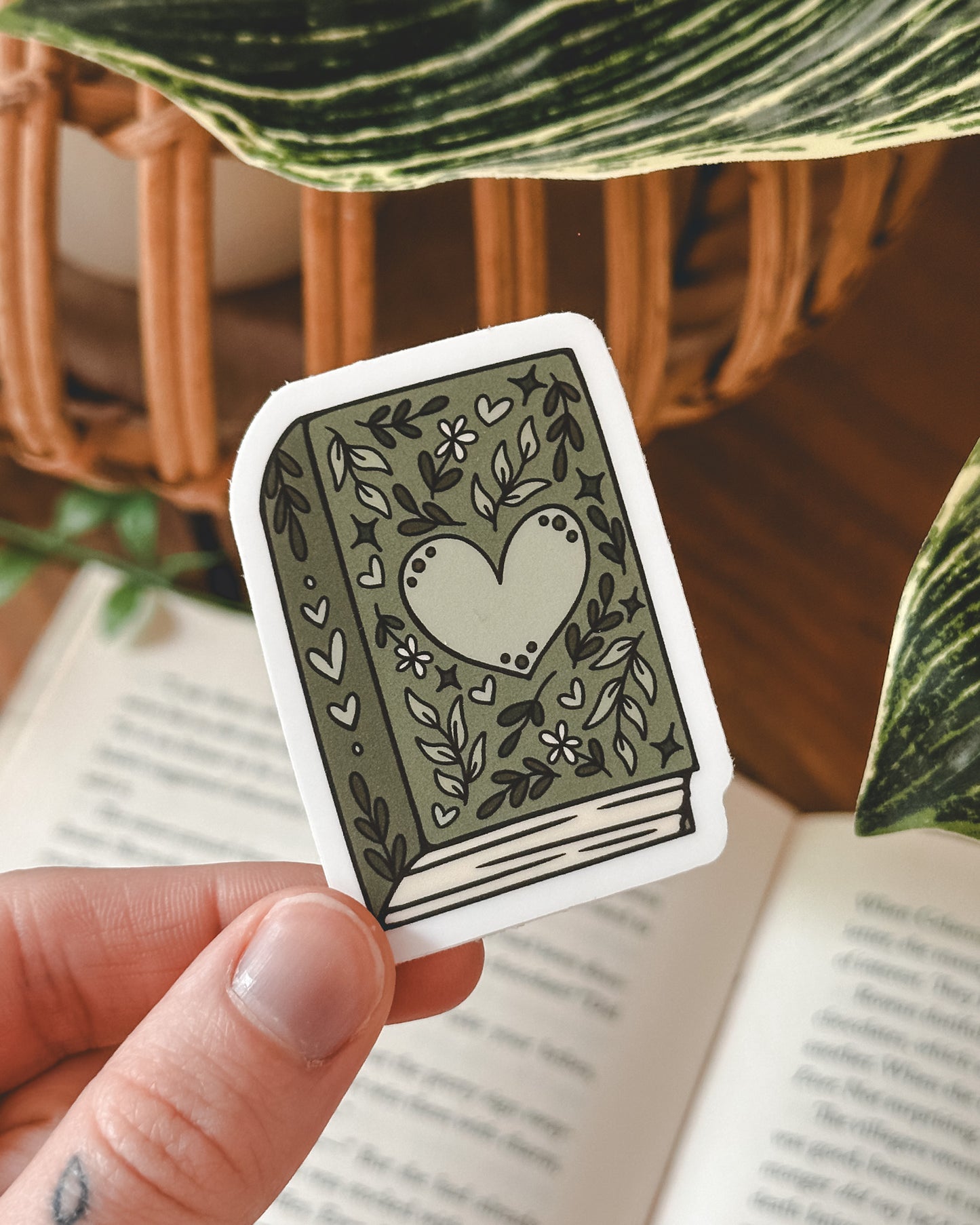 Green Floral Book Sticker