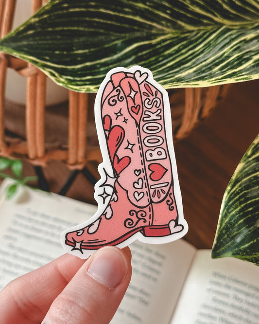 I <3 Books Cowgirl Boot Sticker