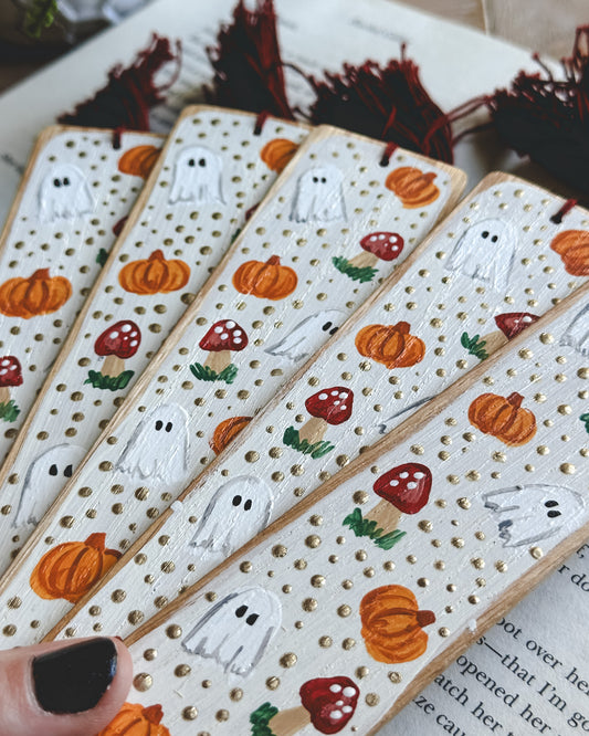 Fall/Mushrooms Painted Wooden Bookmark