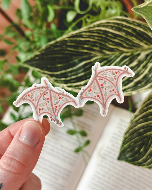 Floral Bat Wings Sticker