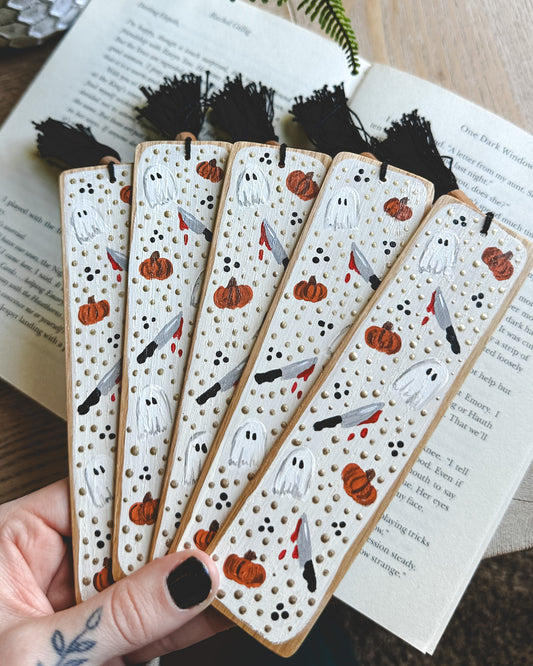 Bloody Knife Painted Wooden Bookmark