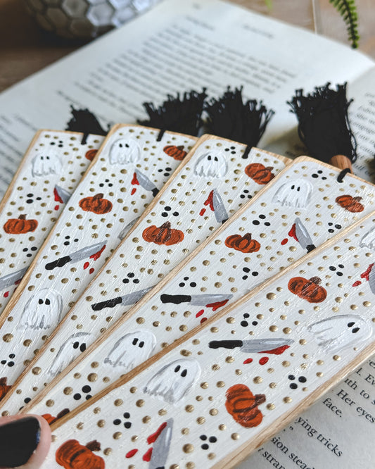 Bloody Knife Painted Wooden Bookmark