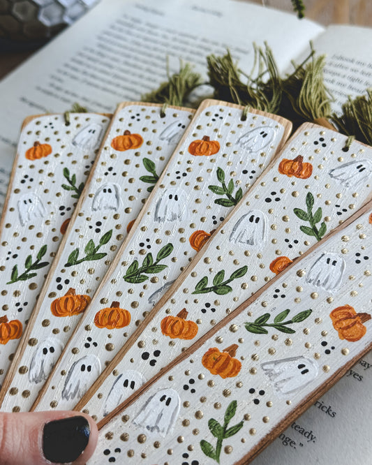 Pumpkin Vines Painted Wooden Bookmark