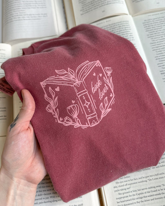 Bookstore/ Coffee Shop Tee - Brick Red/Pink
