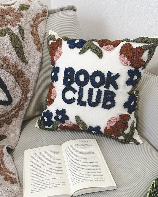 Book Club Floral Tufted Pillow Cover - Off-White