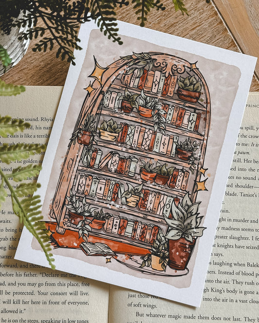 Floral Boho Bookshelf Print 5x7