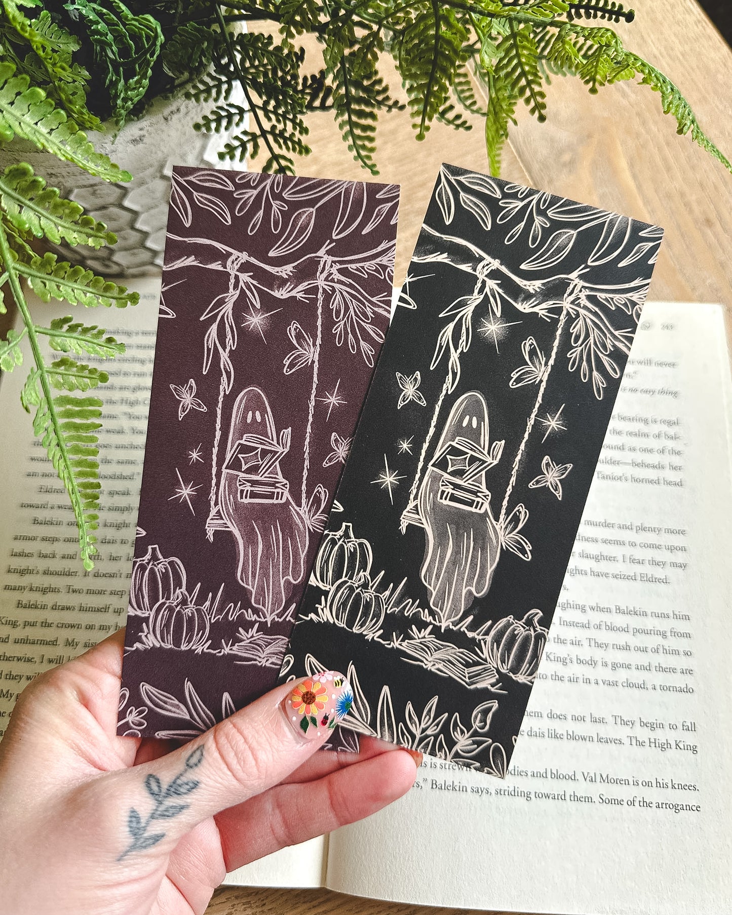 Double Sided Ghosty Bookmark (Black/Purple)