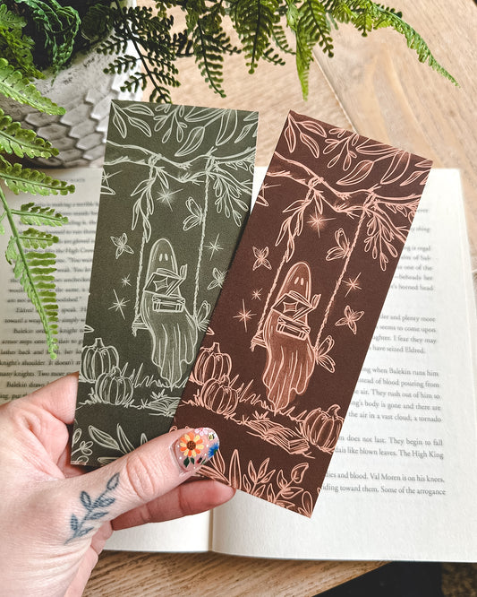 Double Sided Ghosty Bookmark (Green/Orange)