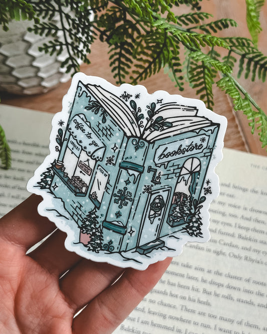 Snowy Winter Bookstore Sticker