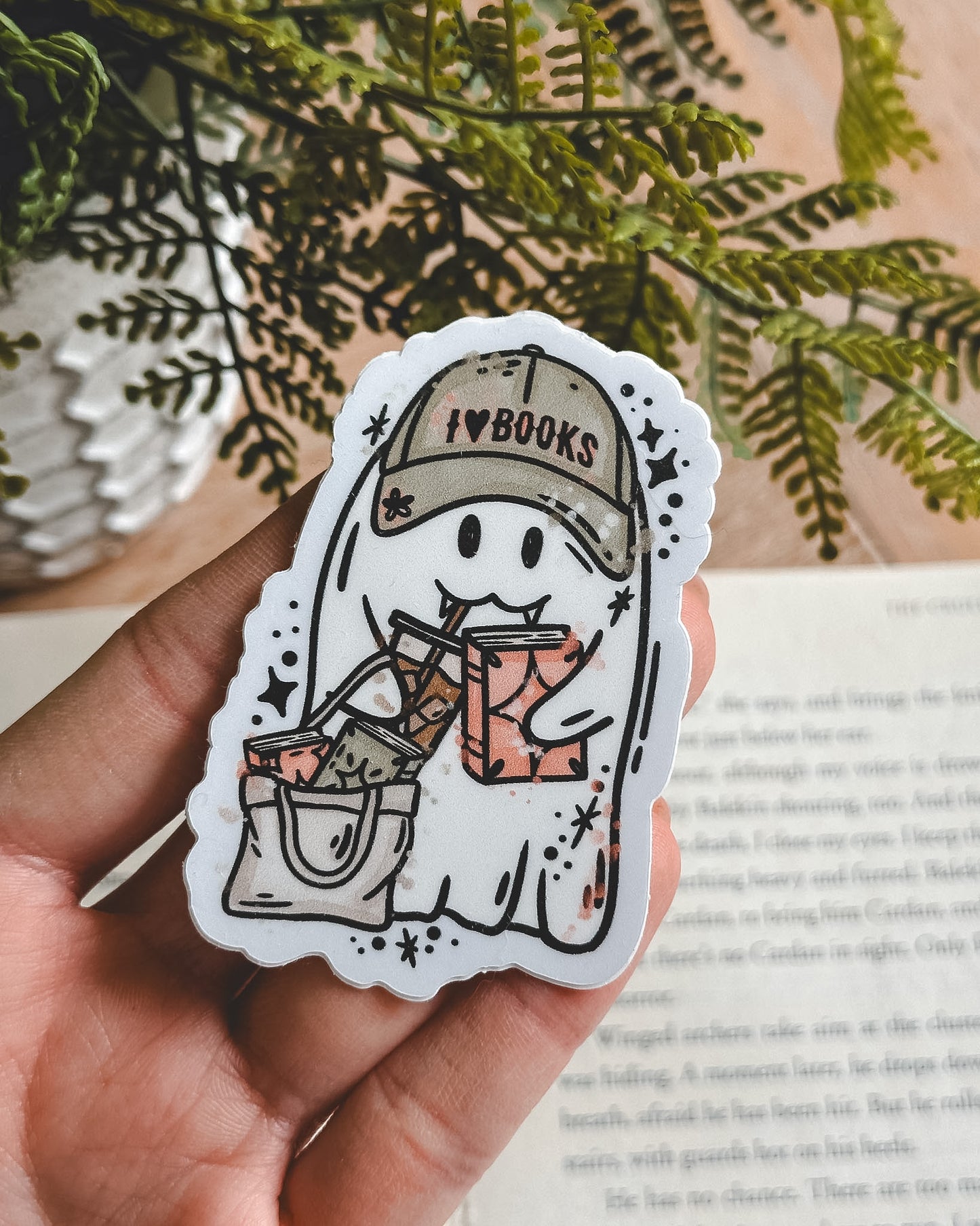 Book Lover Ghosty Sticker