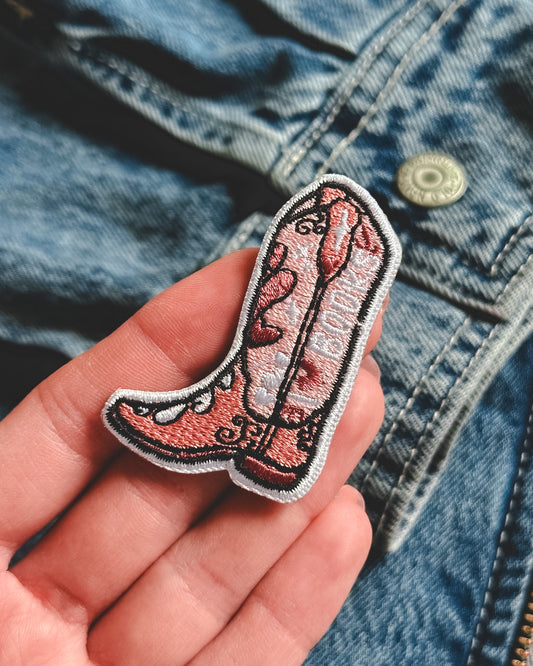 I <3 Books Cowgirl Boot - Iron on Patch