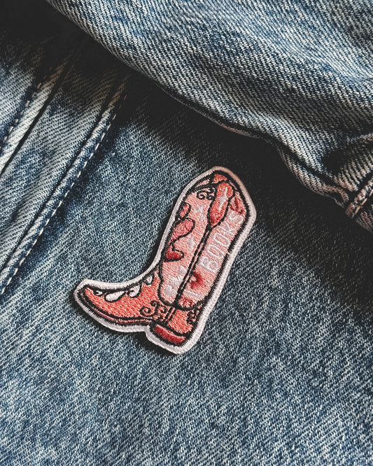 I <3 Books Cowgirl Boot - Iron on Patch